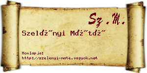Szelényi Máté névjegykártya