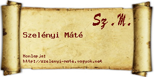 Szelényi Máté névjegykártya