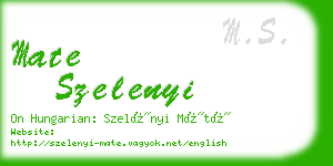 mate szelenyi business card